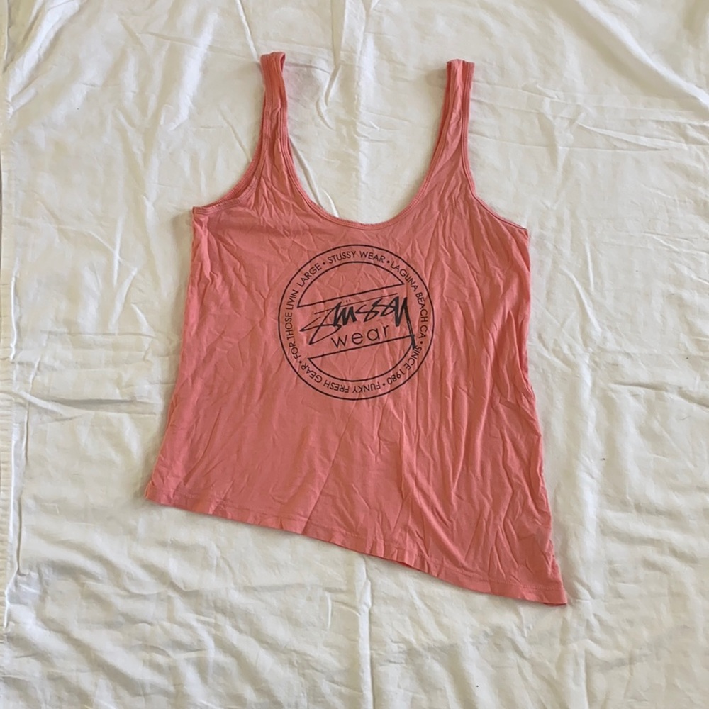 Pink Stussy tank top